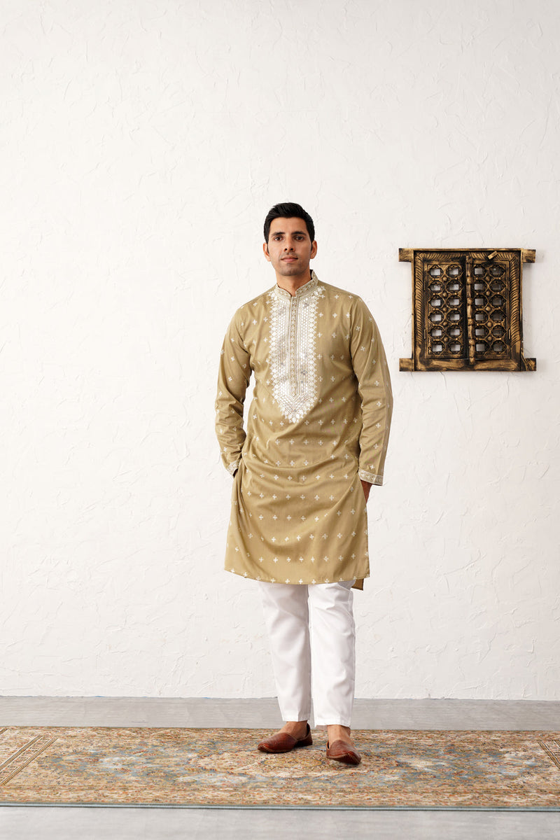 Men's Sequins Embroidered Kurta Pyjama Set