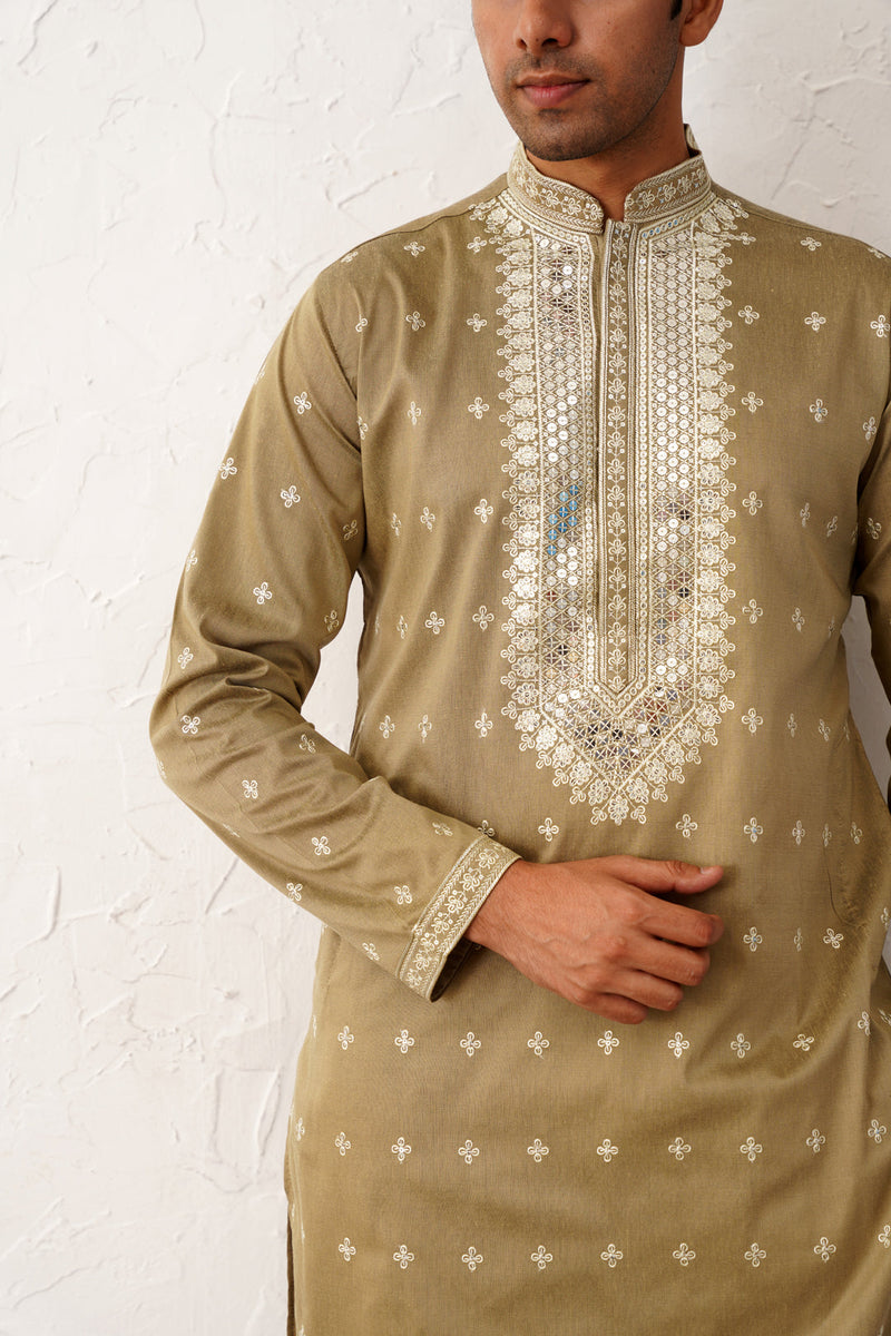 Men's Sequins Embroidered Kurta Pyjama Set