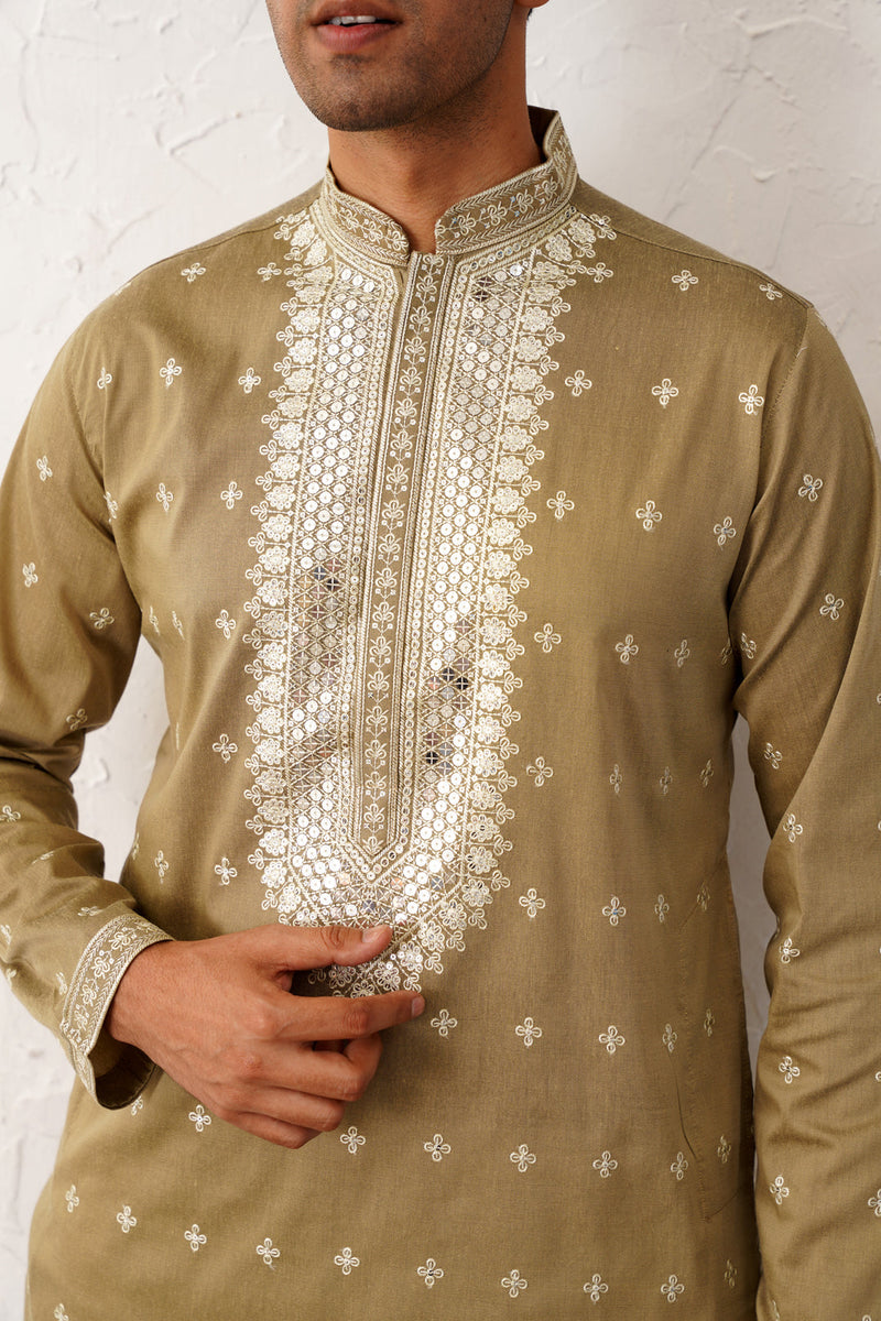 Men's Sequins Embroidered Kurta Pyjama Set