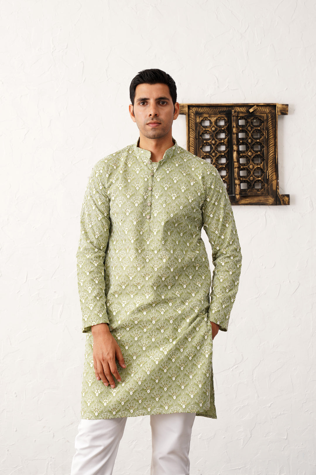 Chikankari Pure Cotton Kurta with Pyjama