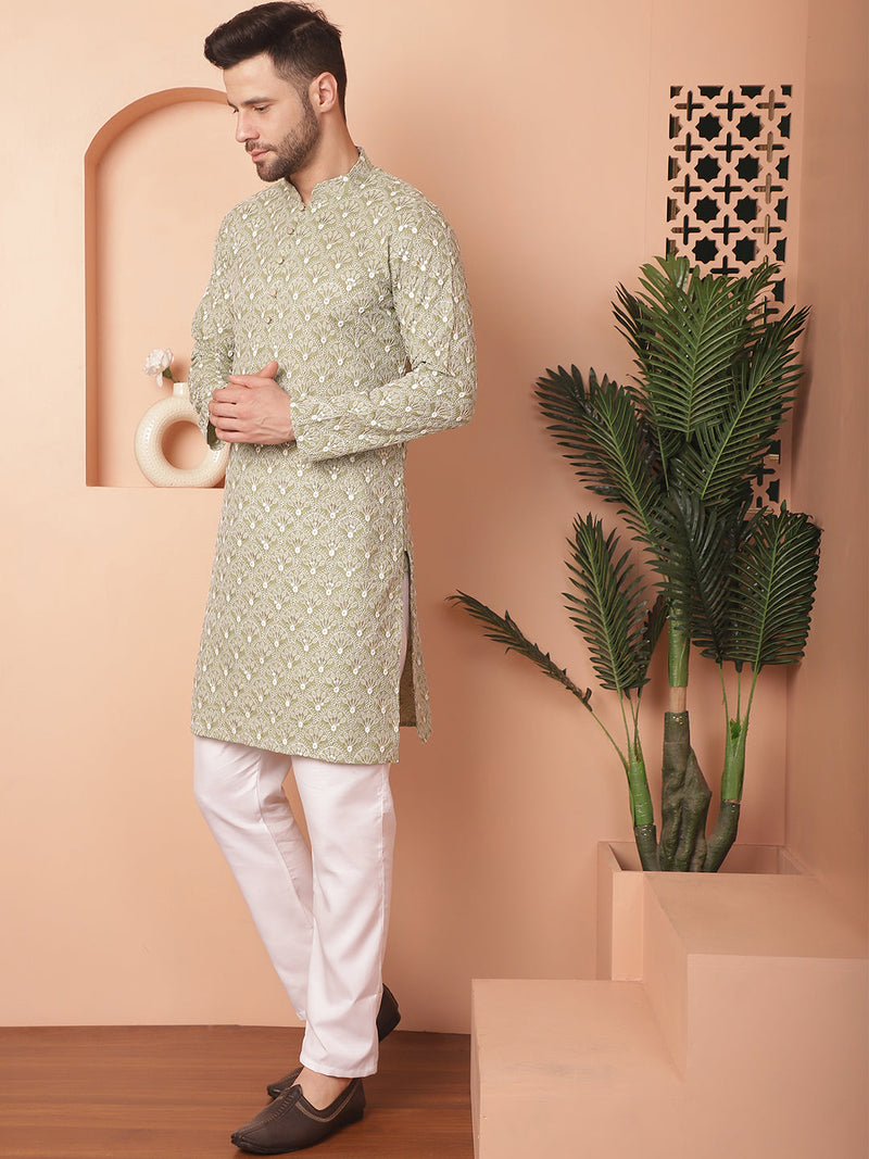 Chikankari Pure Cotton Kurta with Pyjama