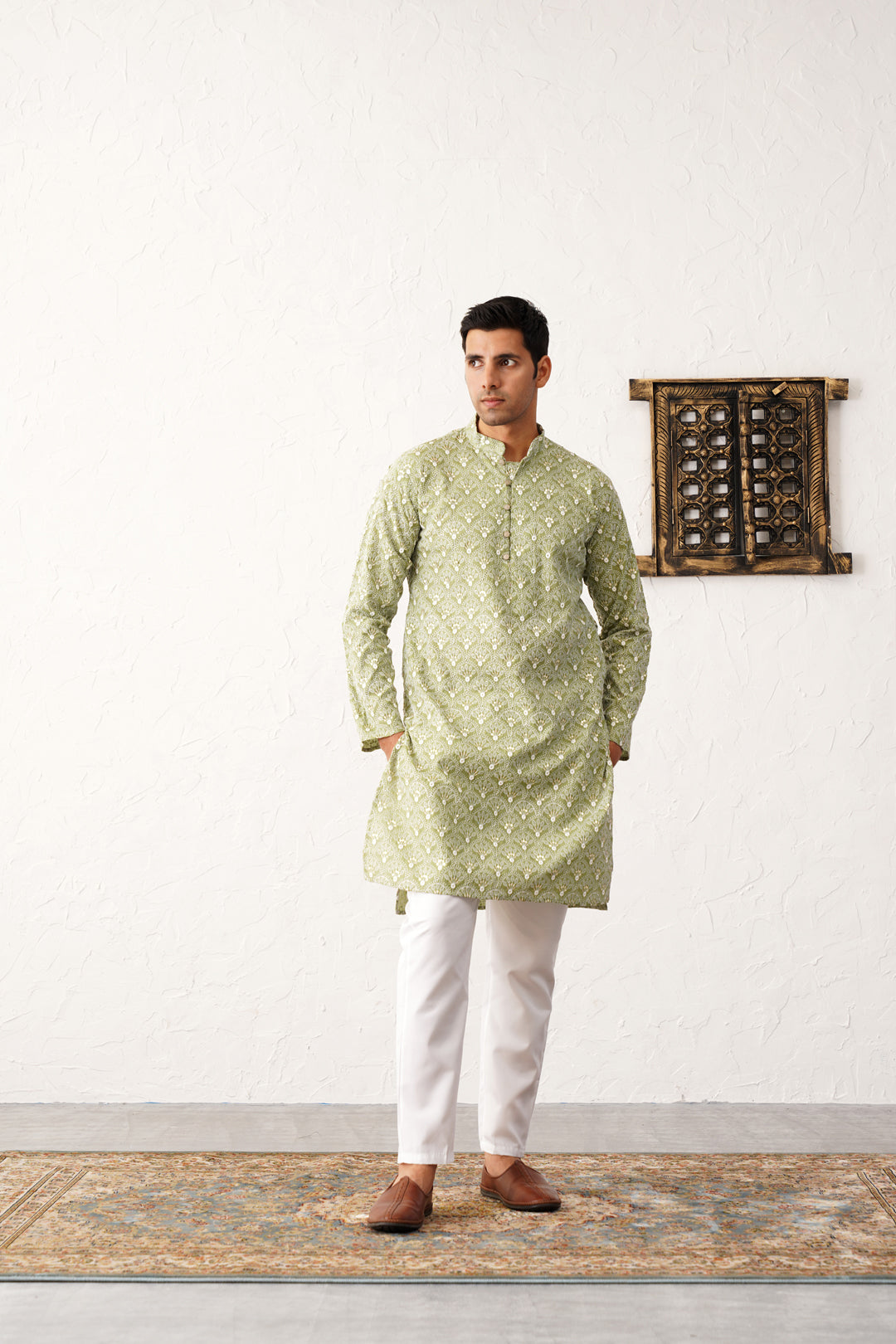 Chikankari Pure Cotton Kurta with Pyjama