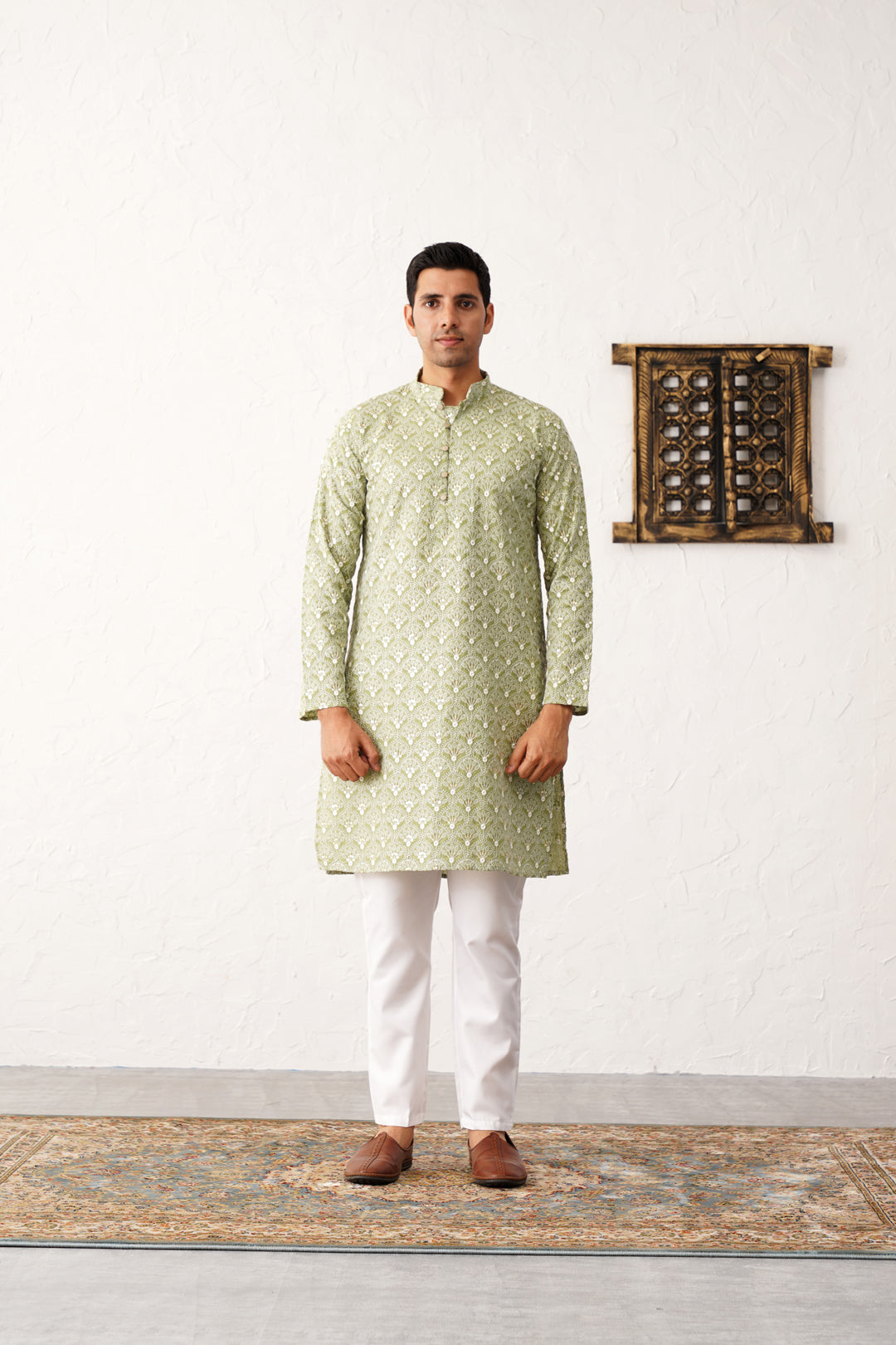 Chikankari Pure Cotton Kurta with Pyjama