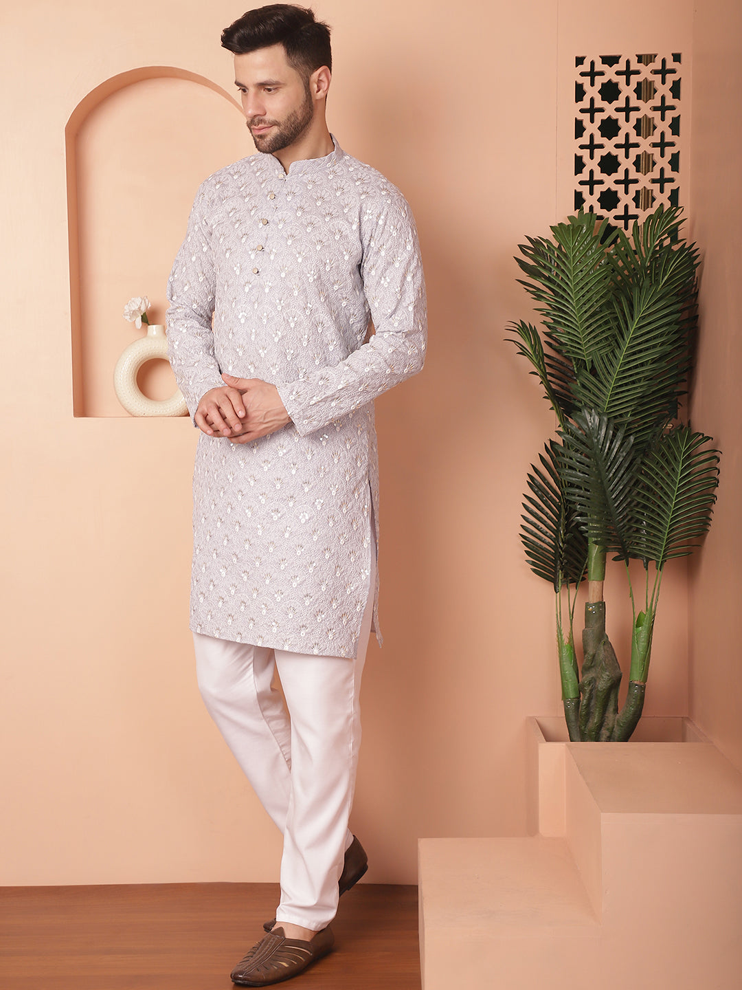 Chikankari Pure Cotton Kurta with Pyjama