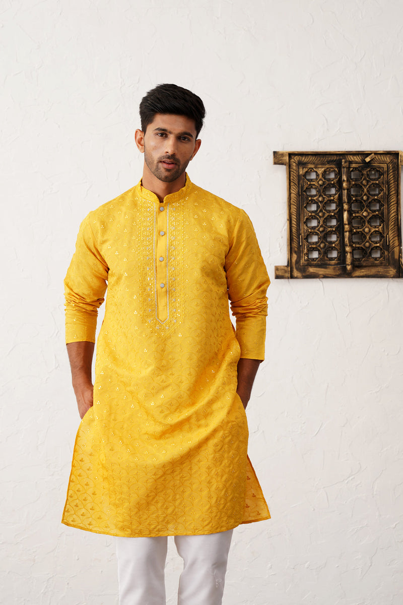 Men's Sequins Embroidered Kurta With Pyjama