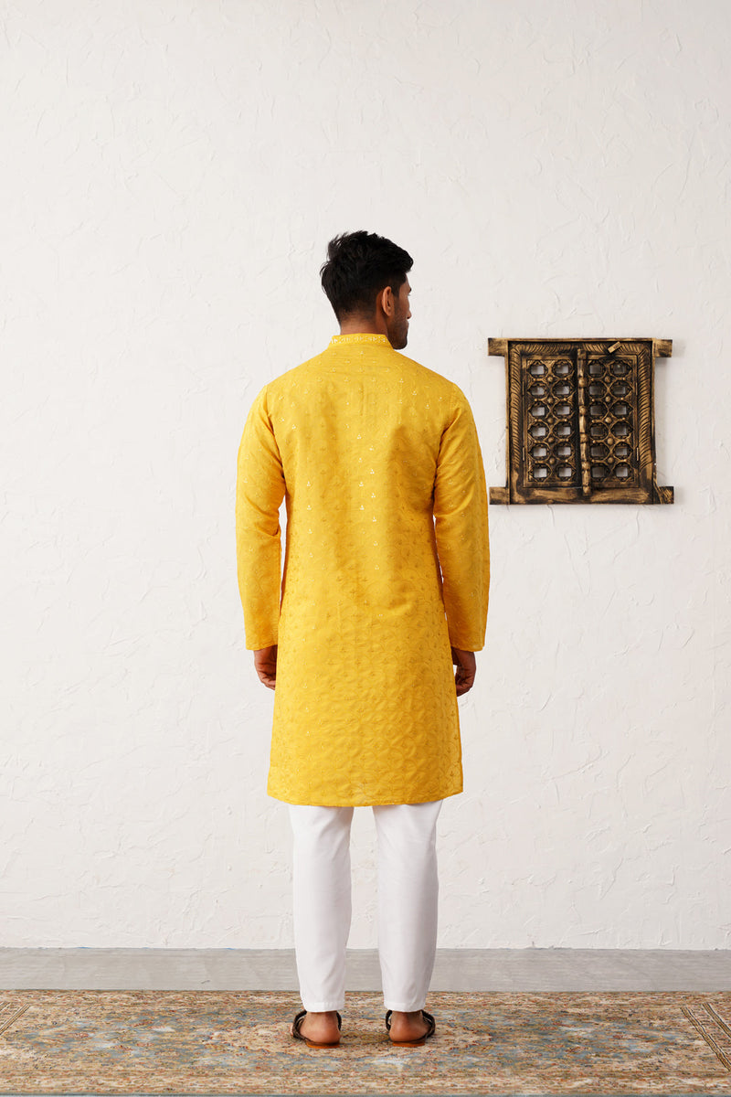 Men's Sequins Embroidered Kurta With Pyjama