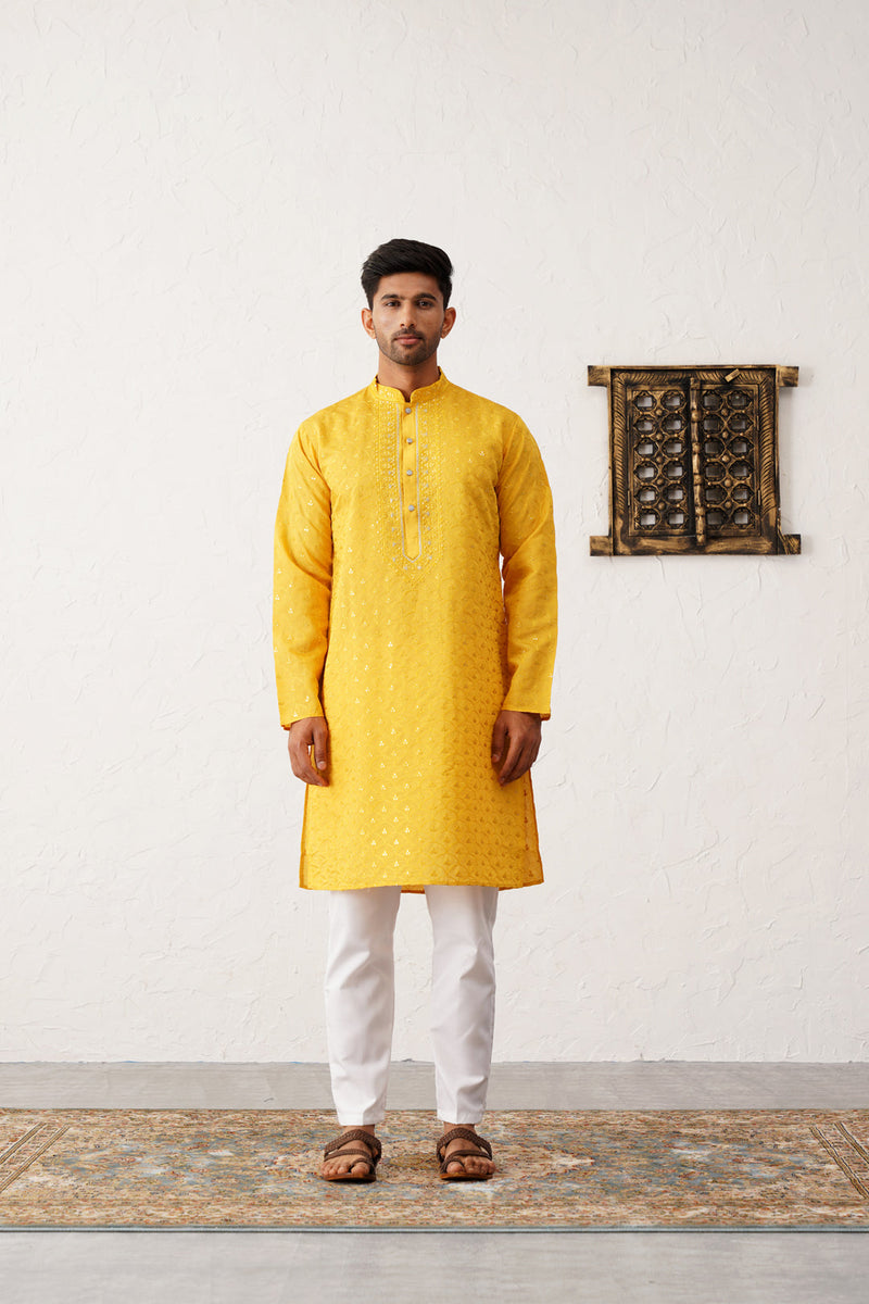 Men's Sequins Embroidered Kurta With Pyjama