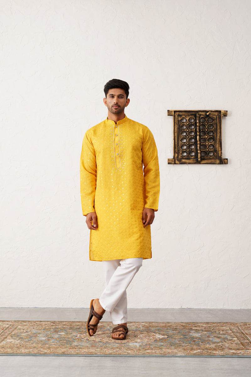 Men's Sequins Embroidered Kurta With Pyjama