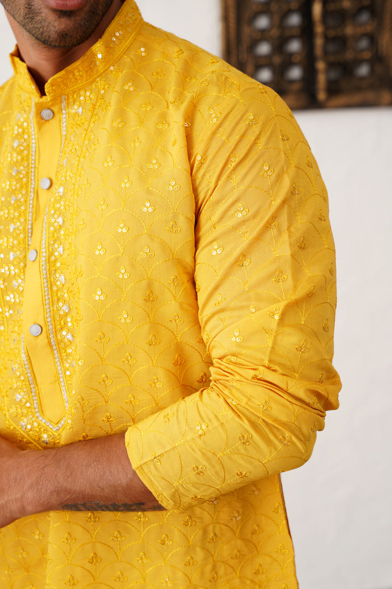 Men's Sequins Embroidered Kurta With Pyjama