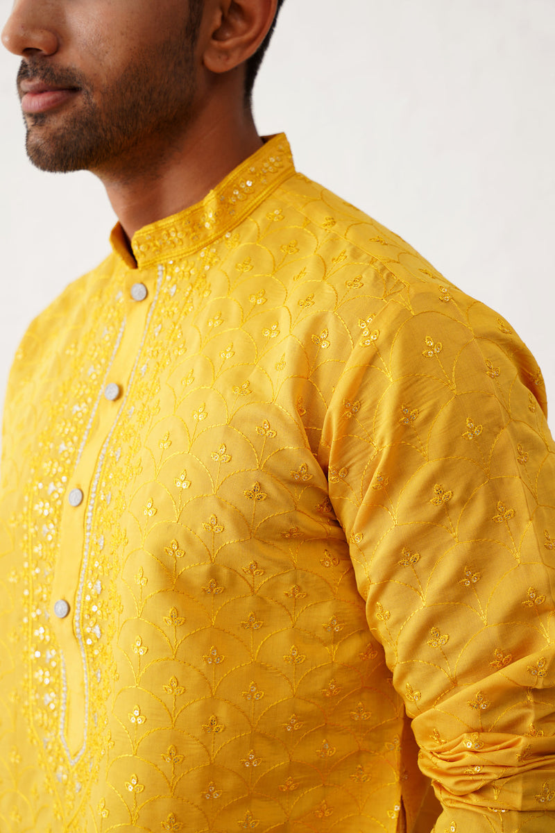 Men's Sequins Embroidered Kurta With Pyjama