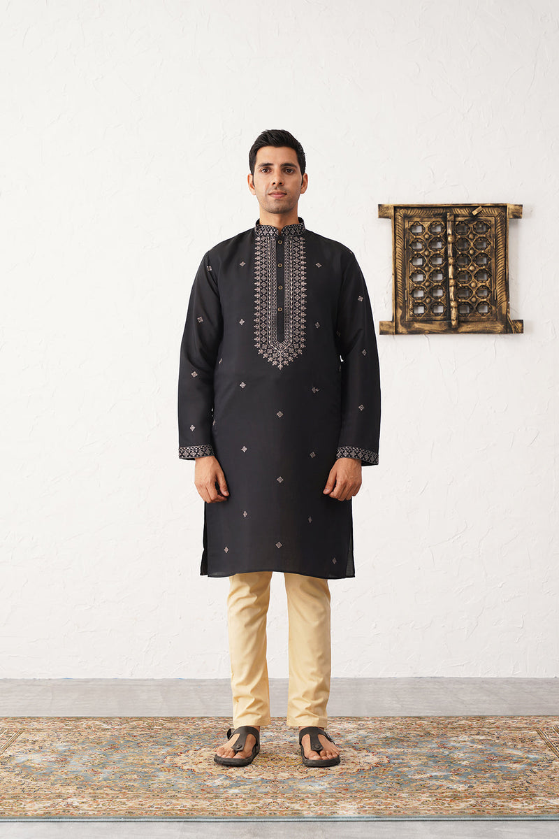 Men's Sequins Embroidered Kurta With Pyjama