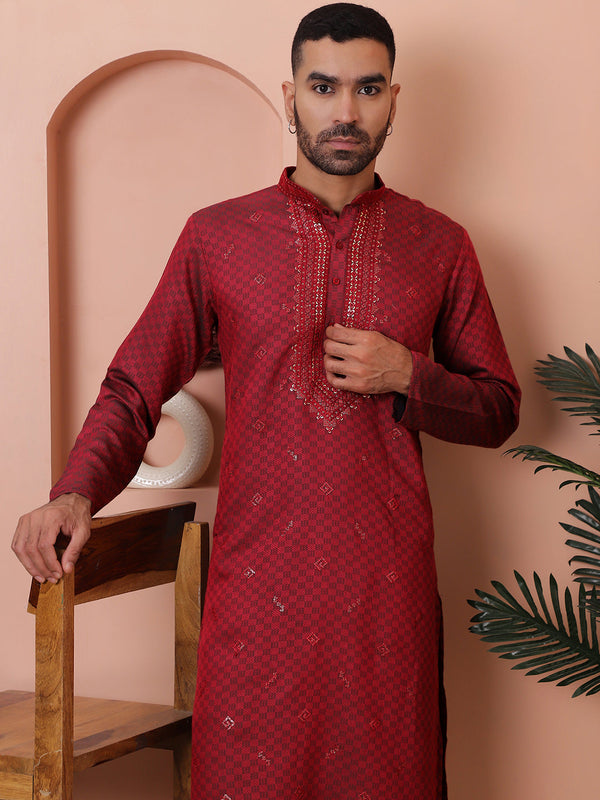 Men's Sequins Embroidered Kurta With Pyjama