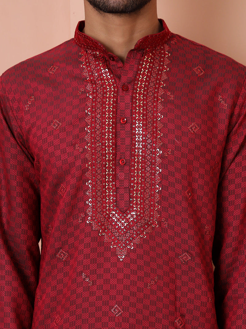 Men's Sequins Embroidered Kurta With Pyjama