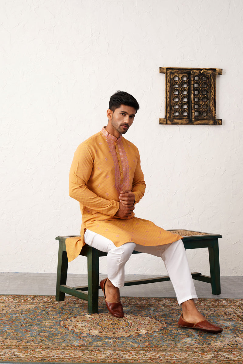 Men's Sequins Embroidered Kurta With Pyjama