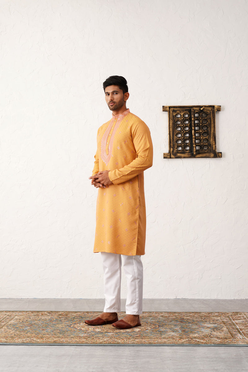 Men's Sequins Embroidered Kurta With Pyjama