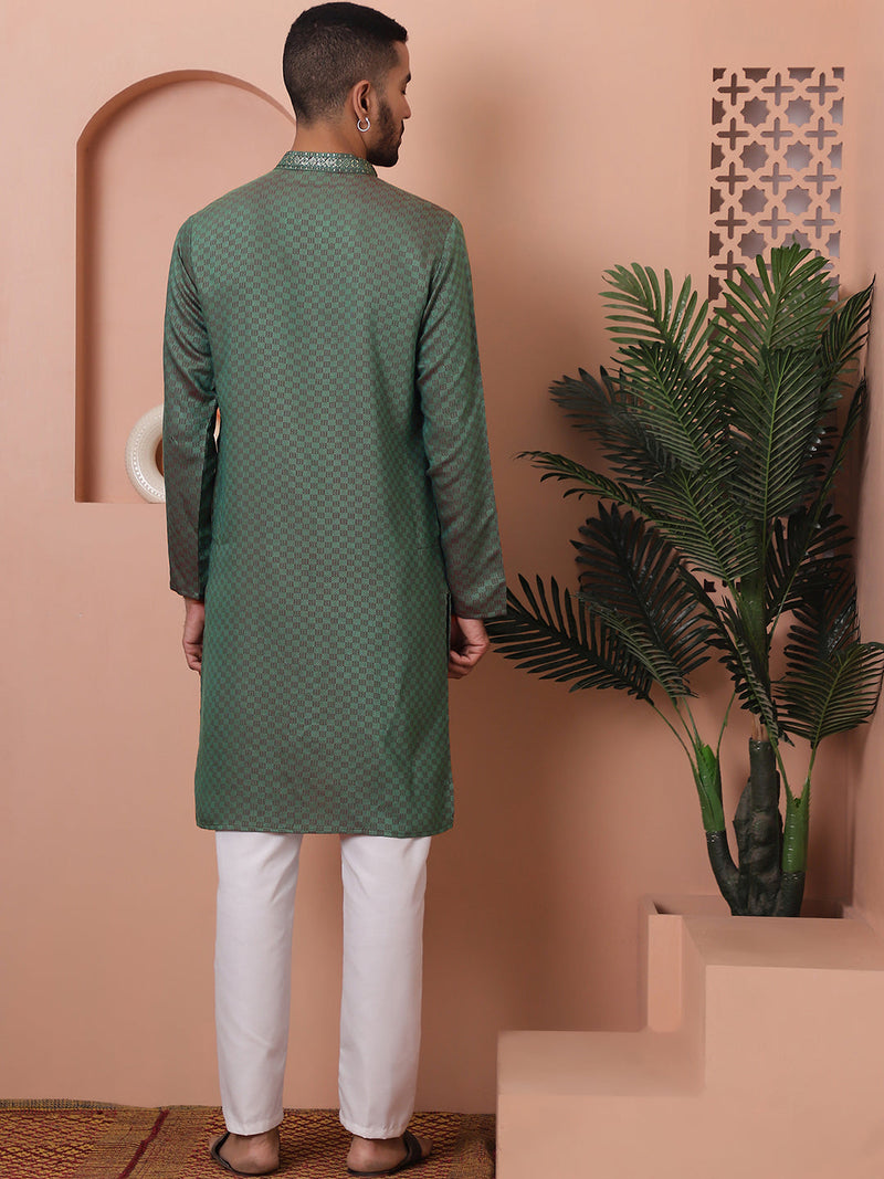 Men's Sequins Embroidered Kurta With Pyjama