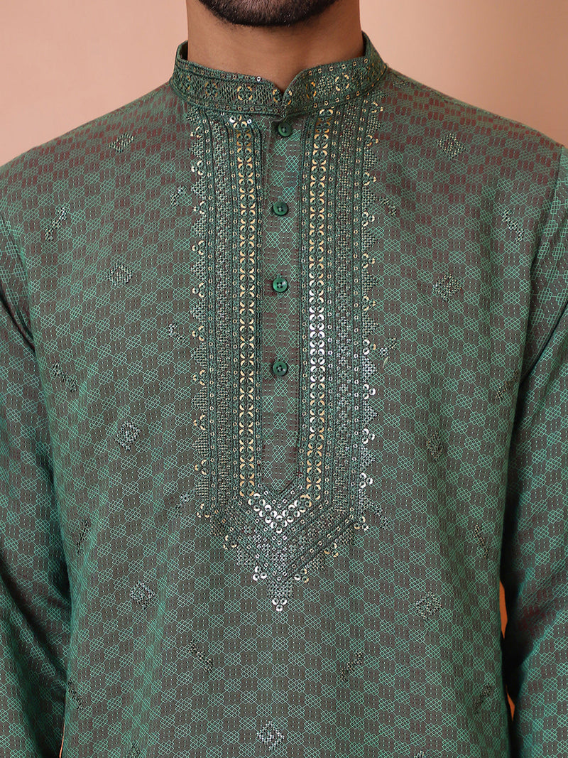 Men's Sequins Embroidered Kurta With Pyjama