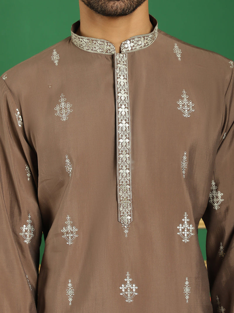 Men's Foil Printed Kurta with Pyjama