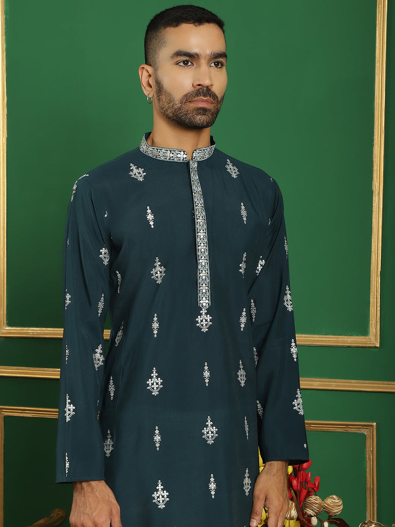 Men's Foil Printed Kurta with Pyjama