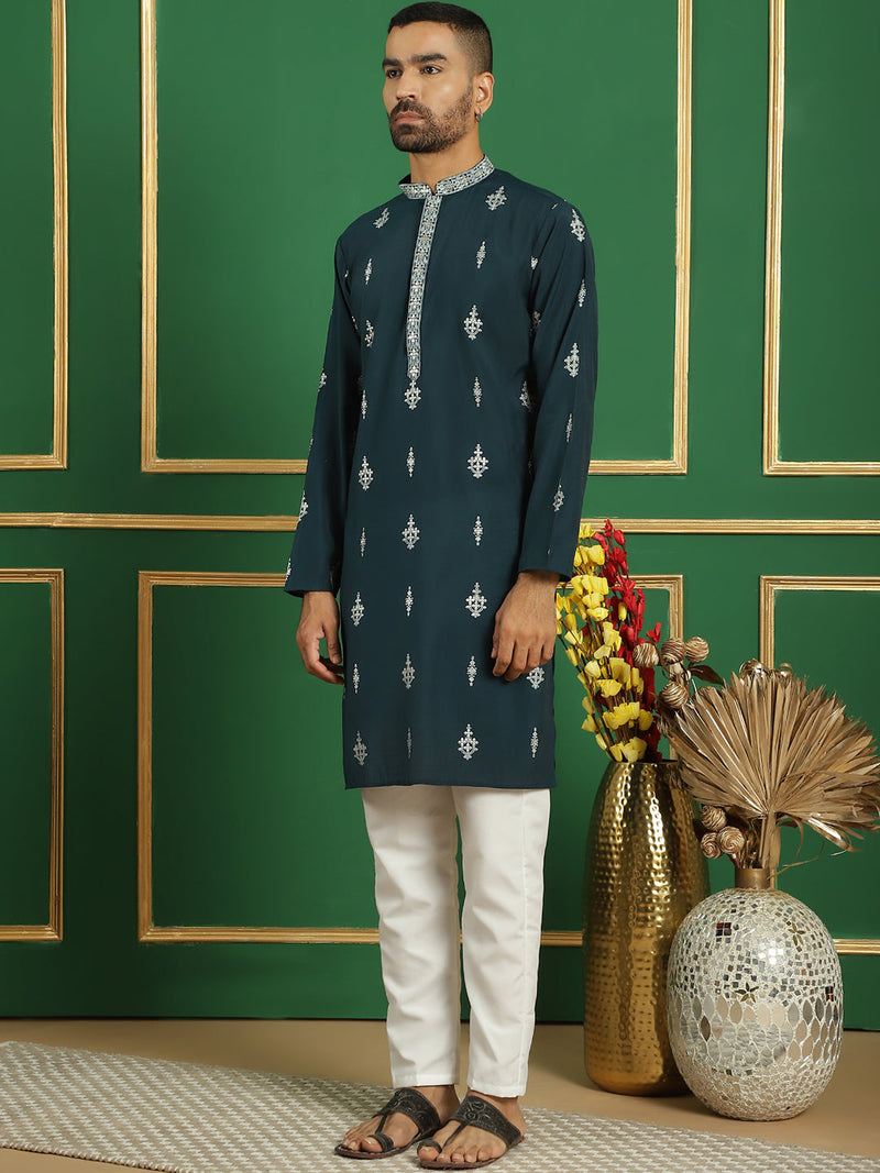 Men's Foil Printed Kurta with Pyjama