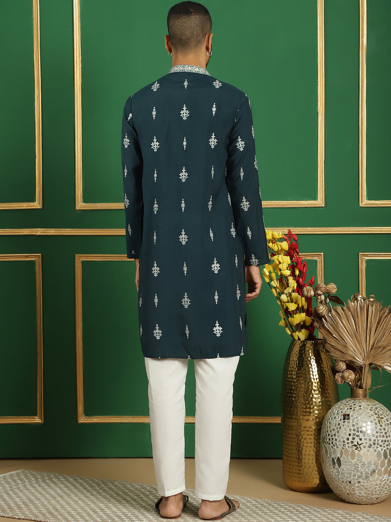 Men's Foil Printed Kurta with Pyjama