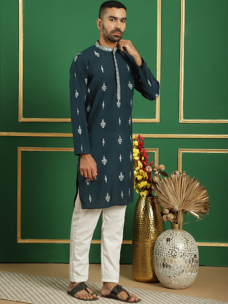 Men's Foil Printed Kurta with Pyjama