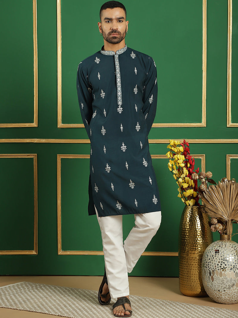 Men's Foil Printed Kurta with Pyjama