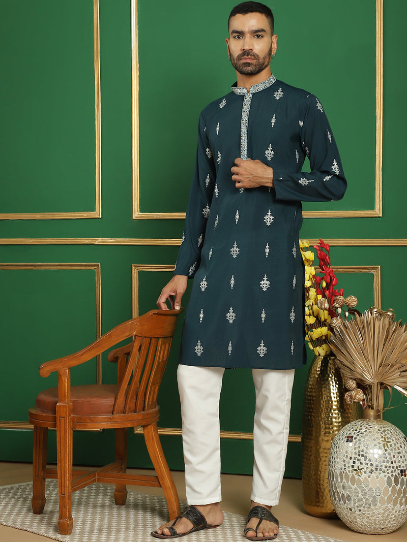 Men's Foil Printed Kurta with Pyjama