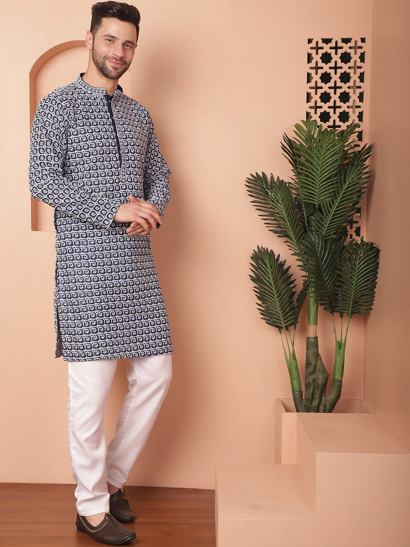 Chikankari Pure Cotton Kurta with Pyjama