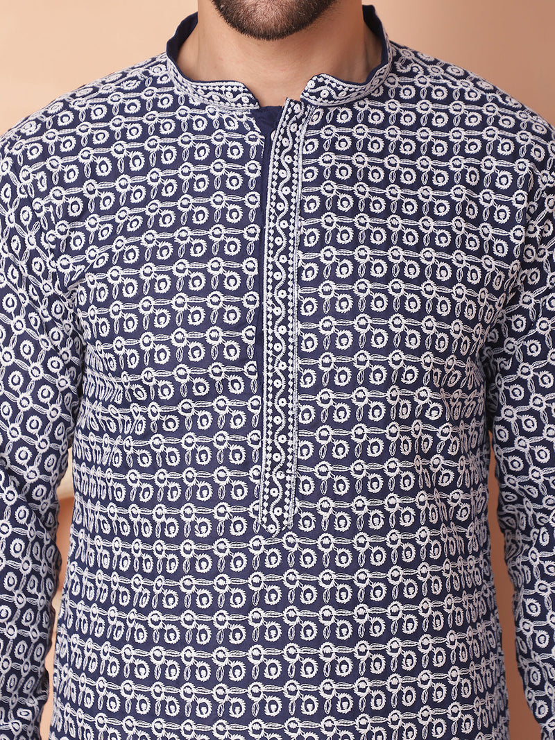 Chikankari Pure Cotton Kurta with Pyjama