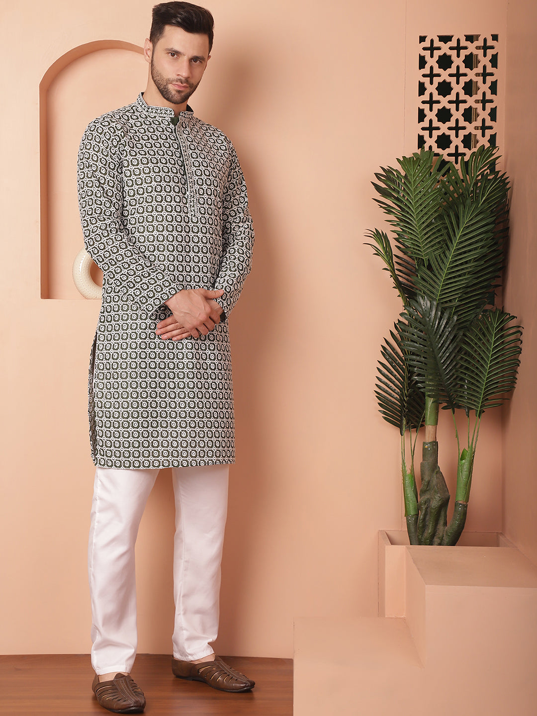 Chikankari Pure Cotton Kurta with Pyjama