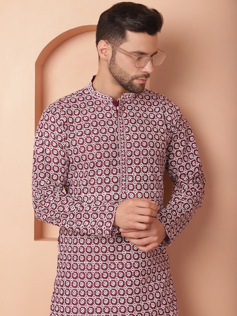 Chikankari Pure Cotton Kurta with Pyjama