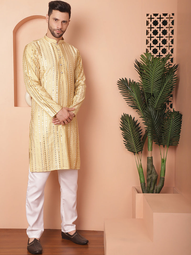 Men's Mirror Work Kurta Payjama Sets