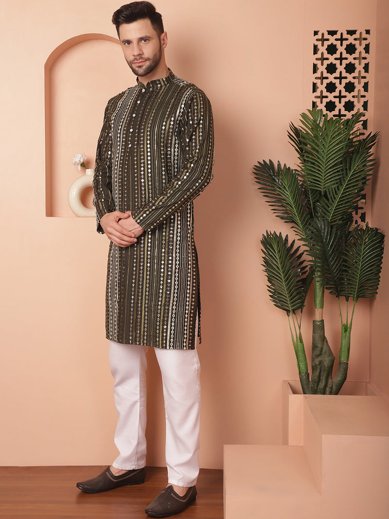 Men's Mirror Work Kurta Payjama Sets