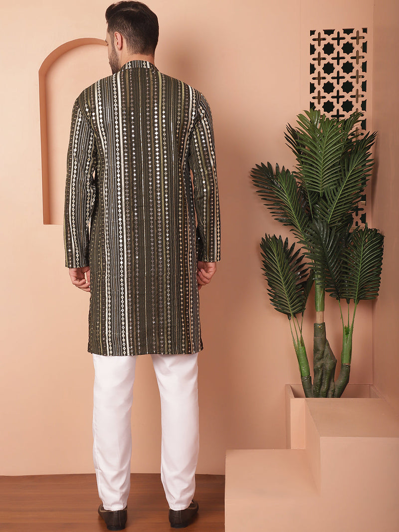 Men's Mirror Work Kurta Payjama Sets