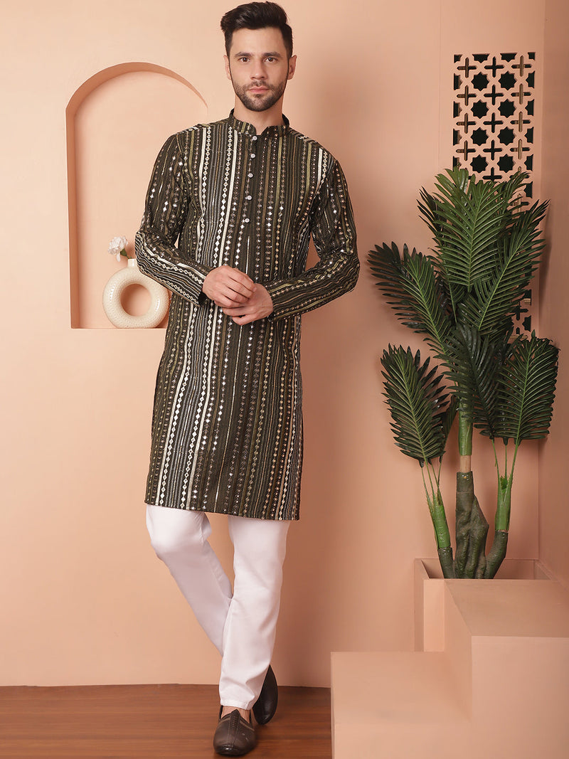 Men's Mirror Work Kurta Payjama Sets