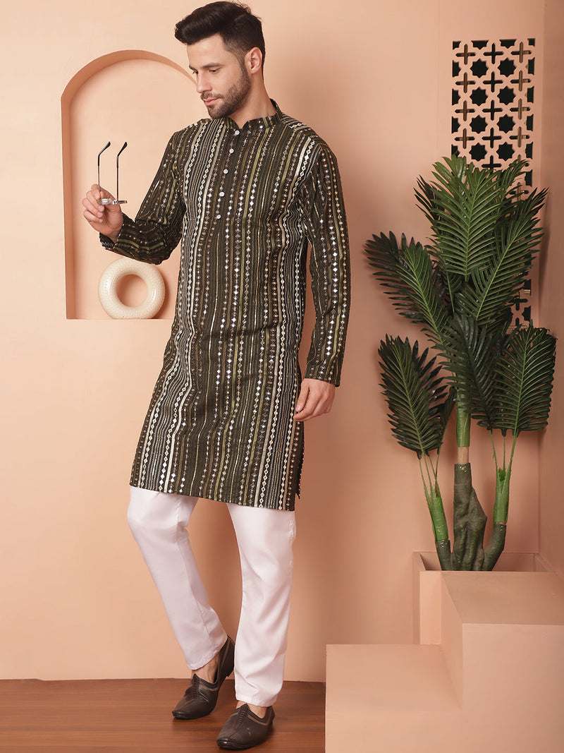 Men's Mirror Work Kurta Payjama Sets