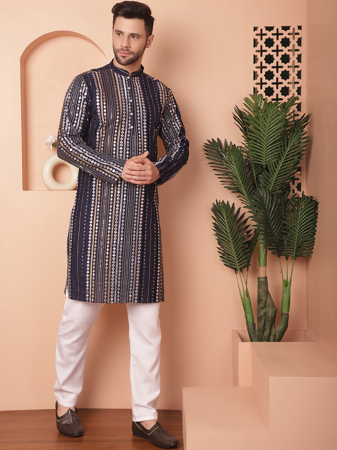 Men's Mirror Work Kurta Payjama Sets