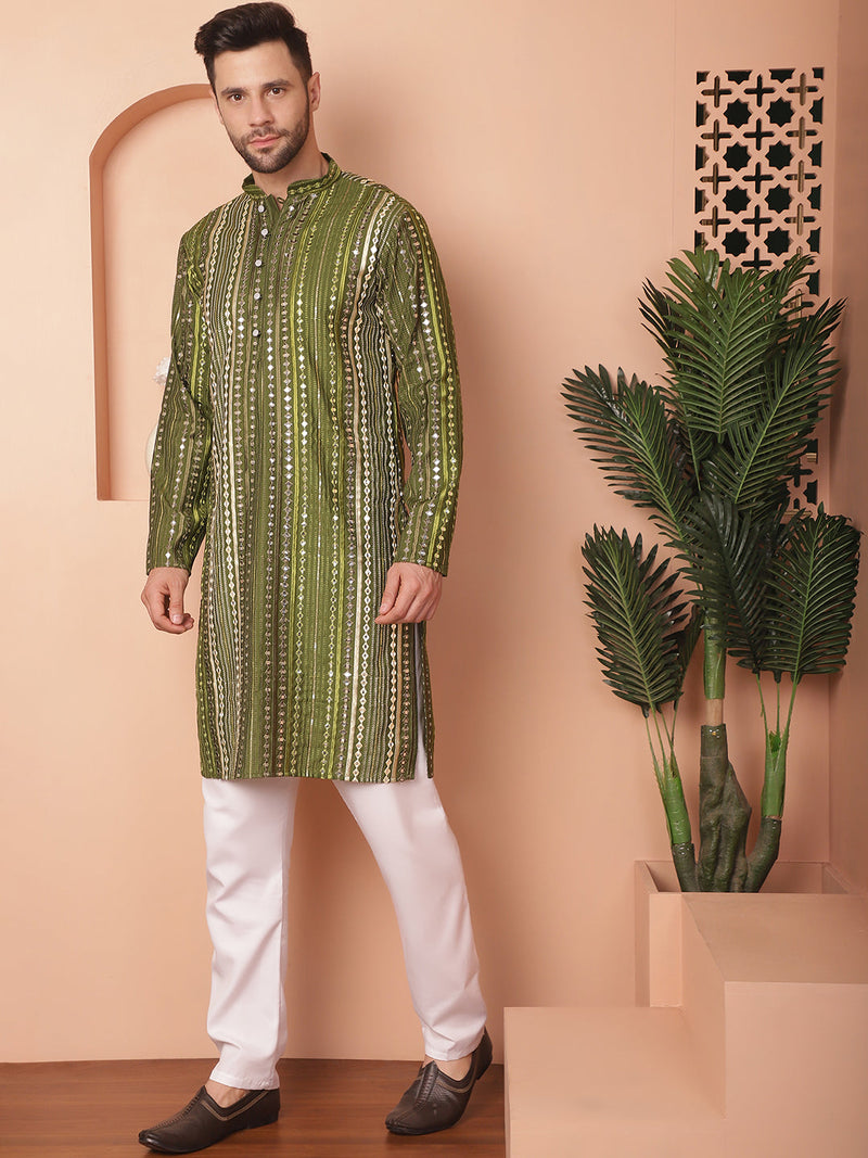 Men's Mirror Work Kurta Payjama Sets