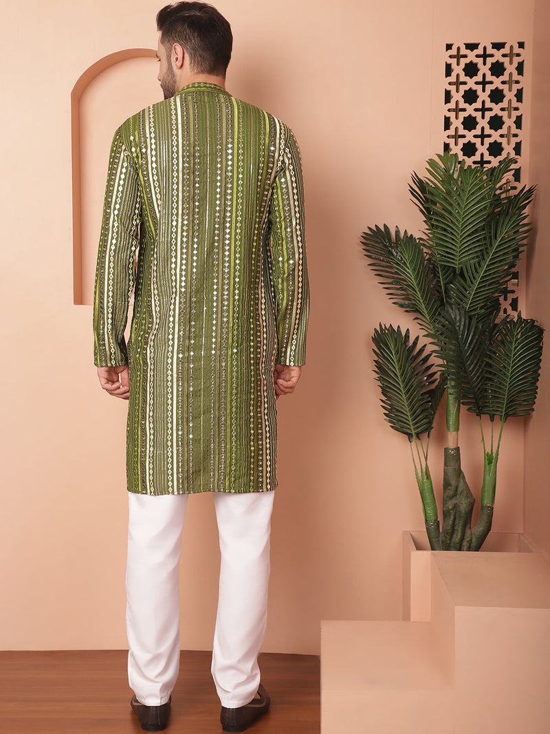 Men's Mirror Work Kurta Payjama Sets