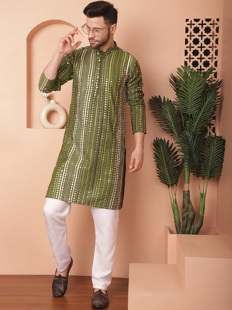 Men's Mirror Work Kurta Payjama Sets