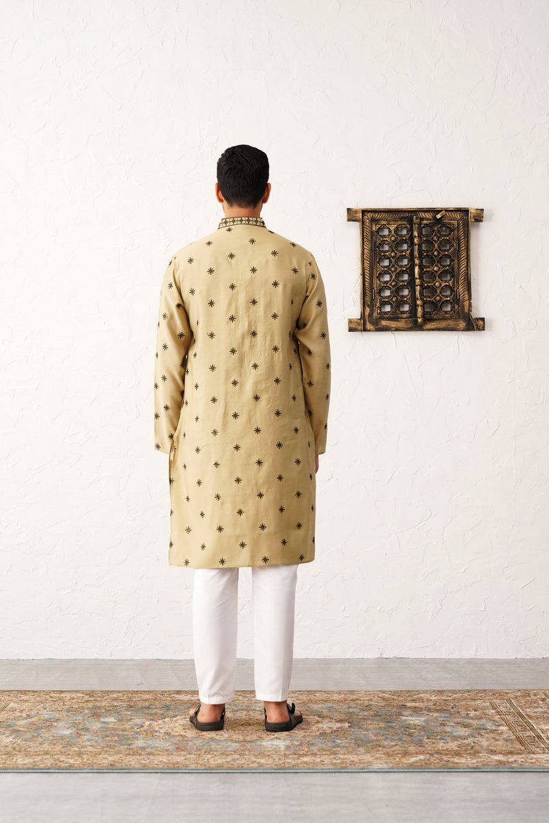 Men's Collar Chikankari Embroidered Kurta With Pyjama