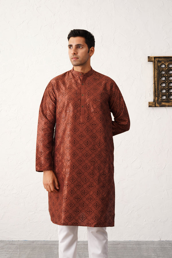 Men's Chikankari and Sequence Kurta with Pyjama