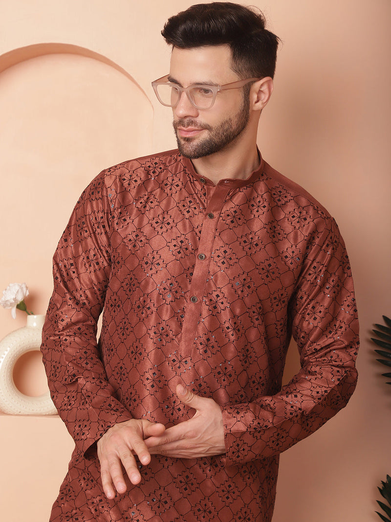 Men's Chikankari and Sequence Kurta with Pyjama