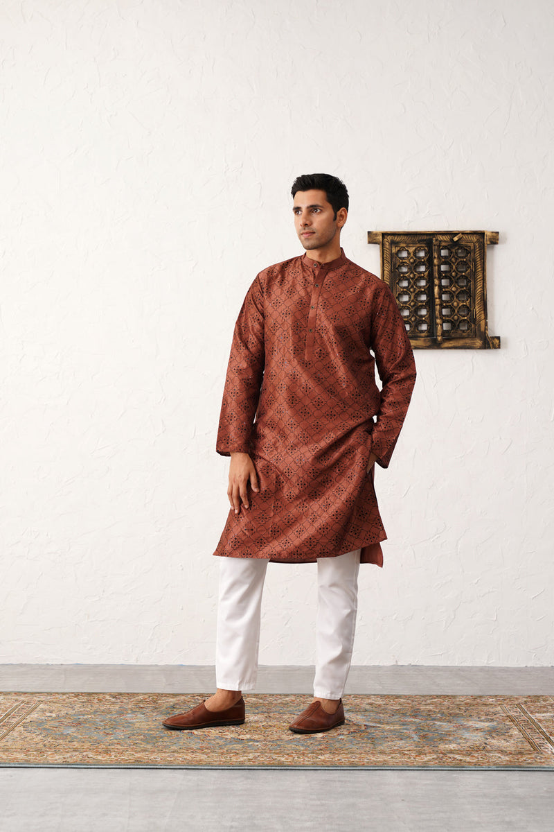 Men's Chikankari and Sequence Kurta with Pyjama