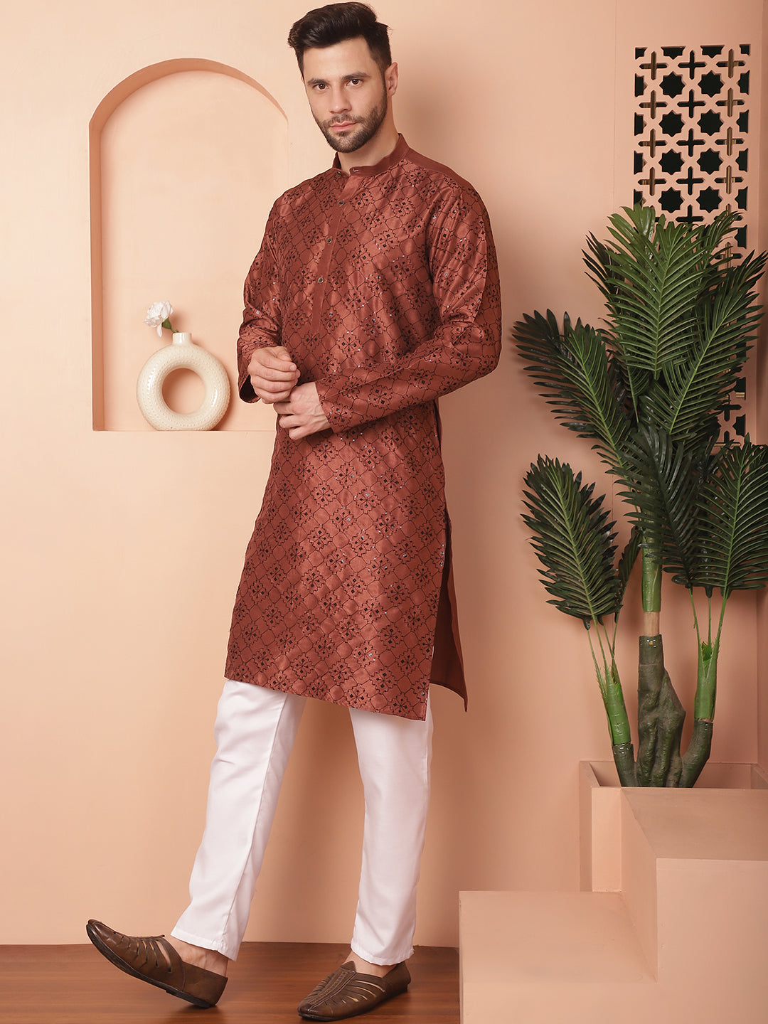 Men's Chikankari and Sequence Kurta with Pyjama