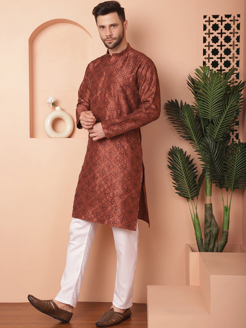 Men's Chikankari and Sequence Kurta with Pyjama