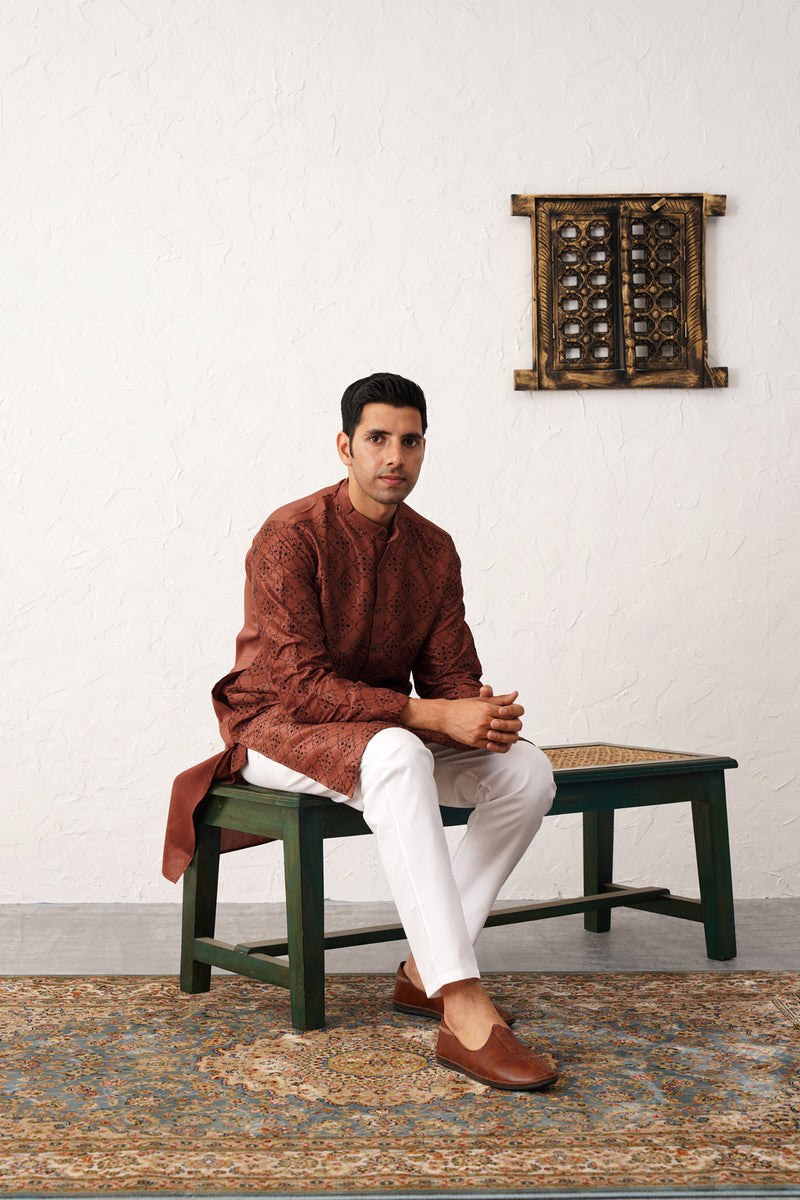 Men's Chikankari and Sequence Kurta with Pyjama