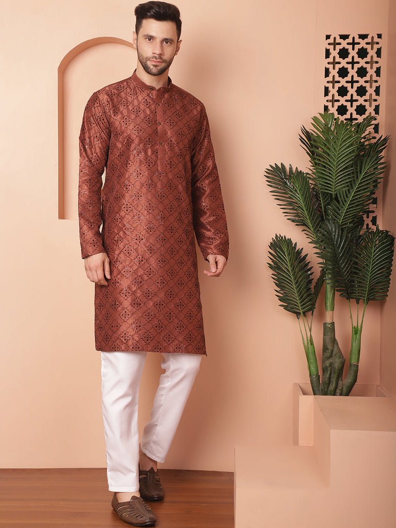 Men's Chikankari and Sequence Kurta with Pyjama