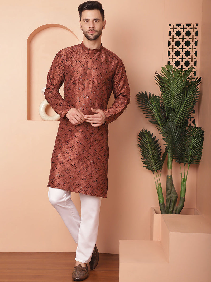 Men's Chikankari and Sequence Kurta with Pyjama